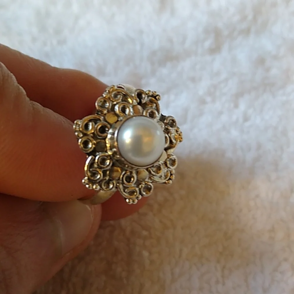 Sterling Pearl North Star Ring (8) - Picture 5 of 7